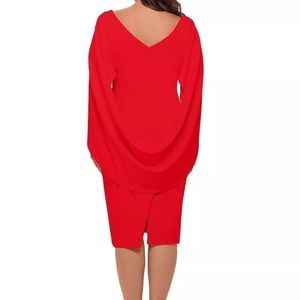 Red Betsy Adam Cape Sheath Dress Size 12